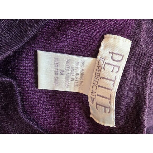 Petite Sophisticate Womens Merino Wool Sweater Purple & Plum Stripes Size M - Picture 4 of 6